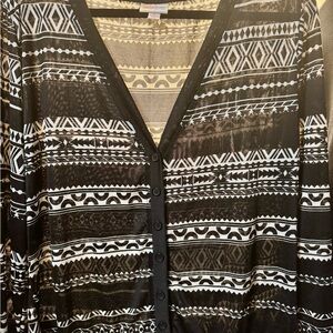 LuLaRoe Black and White Patterned Cardigan